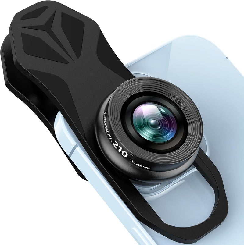 BIGBIGRIVER 210° Fisheye Lens, Professional Cell Phone Lens for iPhone,Samsung,Pixel,BlackBerry,Ipad,Notebook,Etc,Fish Eye Lens - Image 1
